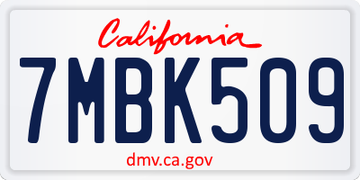 CA license plate 7MBK509