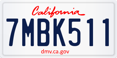 CA license plate 7MBK511