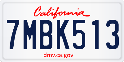 CA license plate 7MBK513