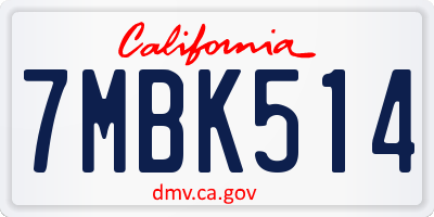CA license plate 7MBK514