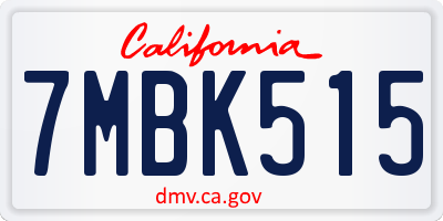 CA license plate 7MBK515