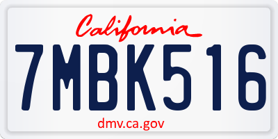 CA license plate 7MBK516