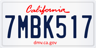 CA license plate 7MBK517