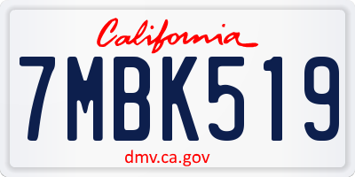 CA license plate 7MBK519