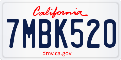 CA license plate 7MBK520