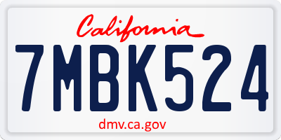 CA license plate 7MBK524