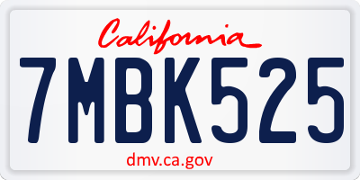 CA license plate 7MBK525