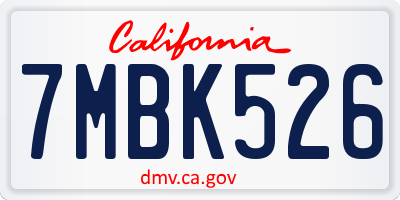 CA license plate 7MBK526