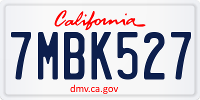 CA license plate 7MBK527