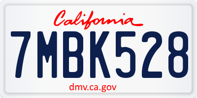 CA license plate 7MBK528