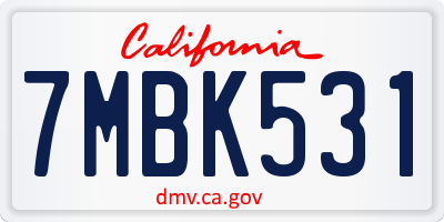 CA license plate 7MBK531