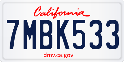 CA license plate 7MBK533