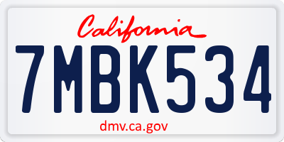 CA license plate 7MBK534