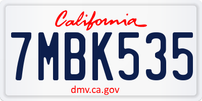 CA license plate 7MBK535