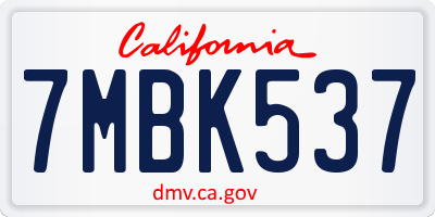 CA license plate 7MBK537