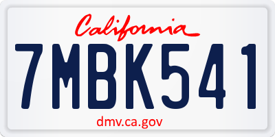 CA license plate 7MBK541