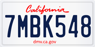 CA license plate 7MBK548