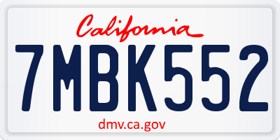 CA license plate 7MBK552