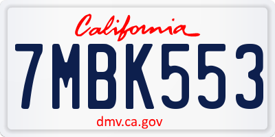 CA license plate 7MBK553