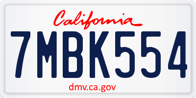 CA license plate 7MBK554