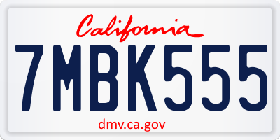 CA license plate 7MBK555