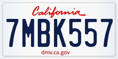 CA license plate 7MBK557