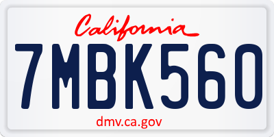 CA license plate 7MBK560