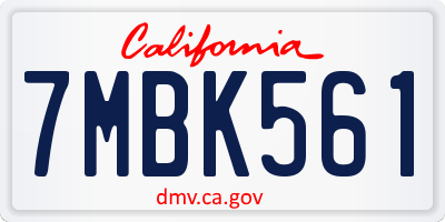 CA license plate 7MBK561