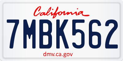 CA license plate 7MBK562