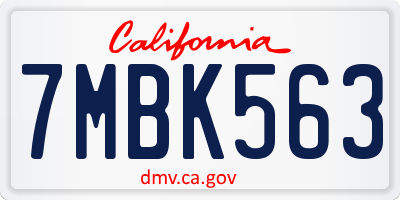 CA license plate 7MBK563