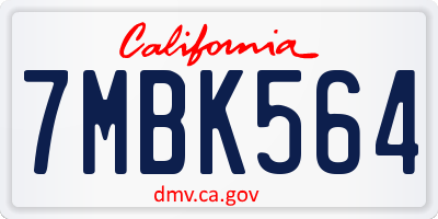 CA license plate 7MBK564
