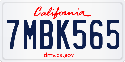 CA license plate 7MBK565