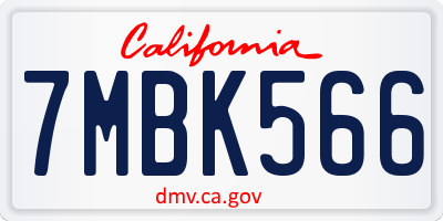 CA license plate 7MBK566