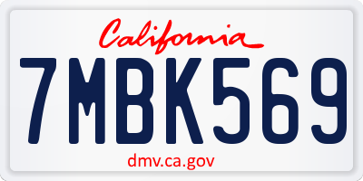 CA license plate 7MBK569