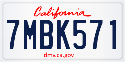 CA license plate 7MBK571