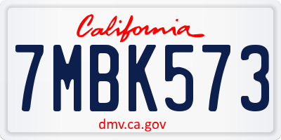 CA license plate 7MBK573