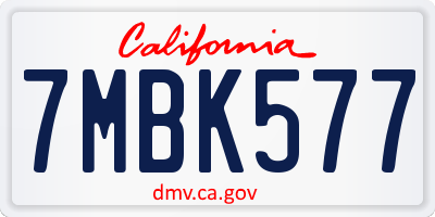 CA license plate 7MBK577