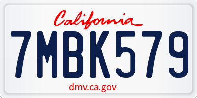CA license plate 7MBK579