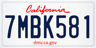 CA license plate 7MBK581