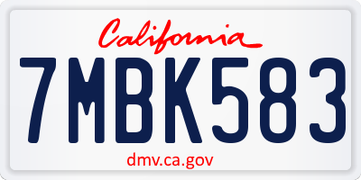 CA license plate 7MBK583