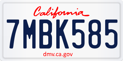 CA license plate 7MBK585