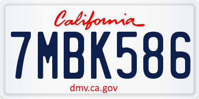 CA license plate 7MBK586