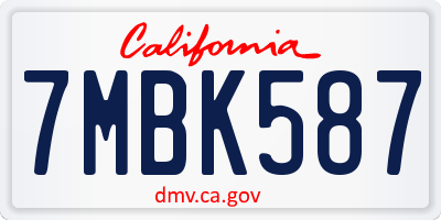 CA license plate 7MBK587