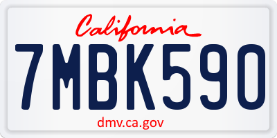 CA license plate 7MBK590
