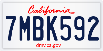 CA license plate 7MBK592