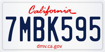 CA license plate 7MBK595