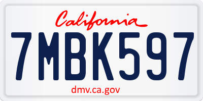 CA license plate 7MBK597
