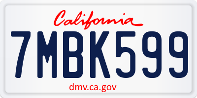 CA license plate 7MBK599