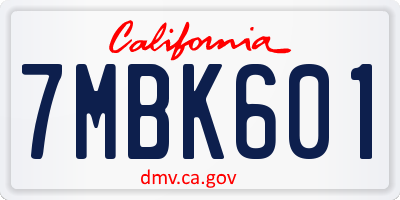CA license plate 7MBK601