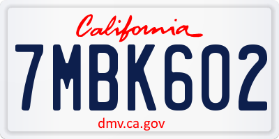 CA license plate 7MBK602